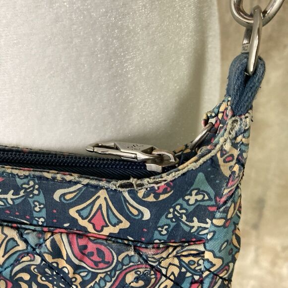 Travelon Women's Zip Crossbody Bag Multi Pocket Organizer Paisley Blue GUC - Picture 8 of 16